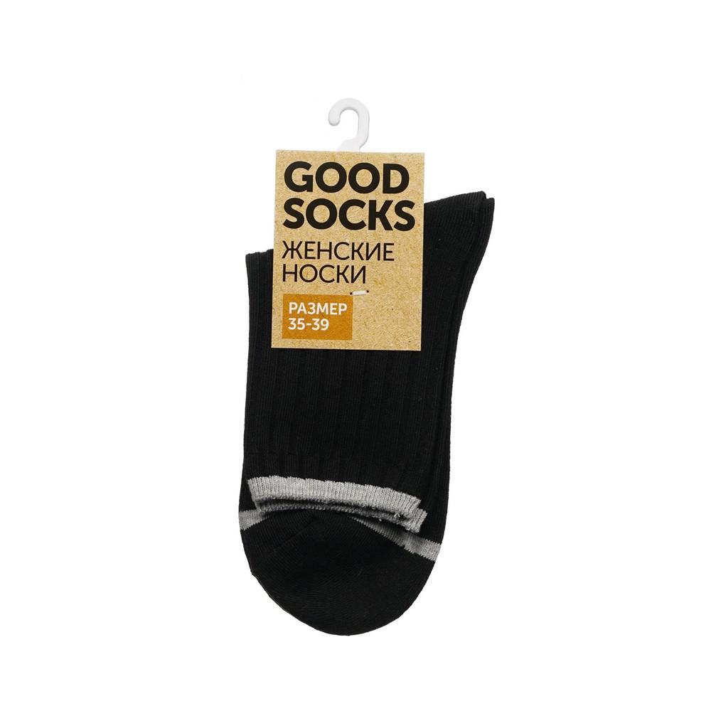 Женские однотонные носки Good Socks Лапша/Полоска Черный р.35-39. Фото 1.