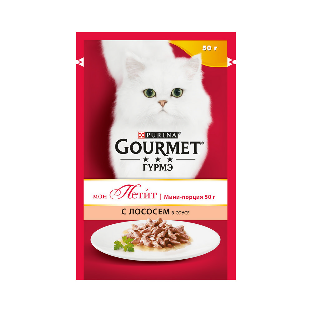 

Влажный корм для кошек Gourmet Mon Petit с лососем в соусе 50г