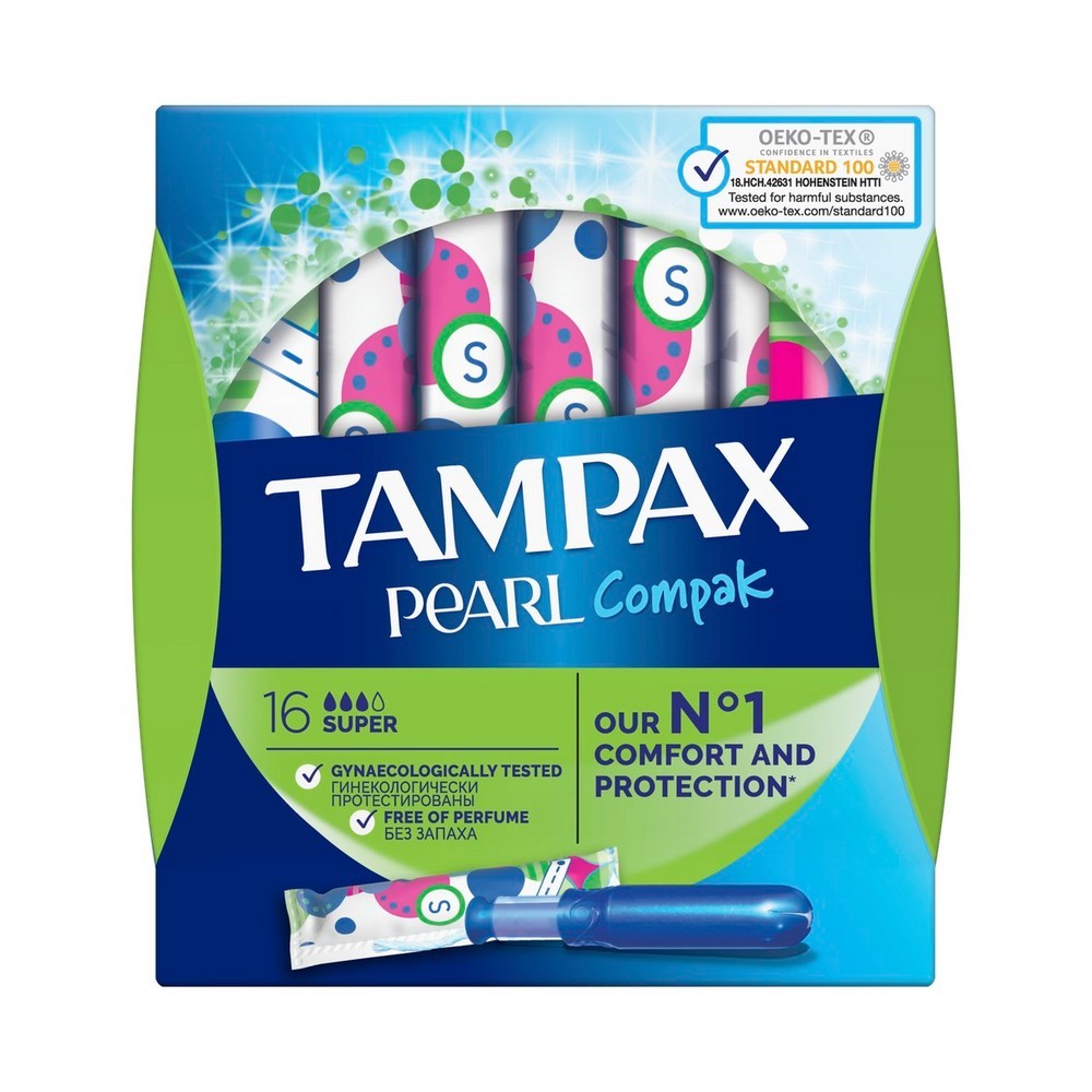 

Тампоны Tampax Pearl Compak Super duo , с аппликатором , 16шт