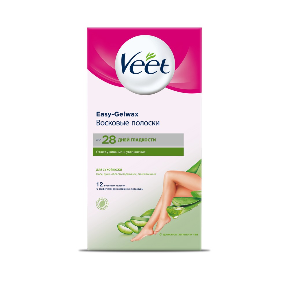 Восковые полоски для депиляции Veet для сухой кожи 12шт