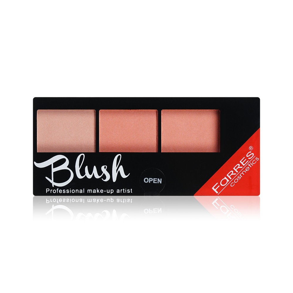 Румяна для лица Farres Blush 3 оттенка + кисть 04 Бежевый / Розовый 11г