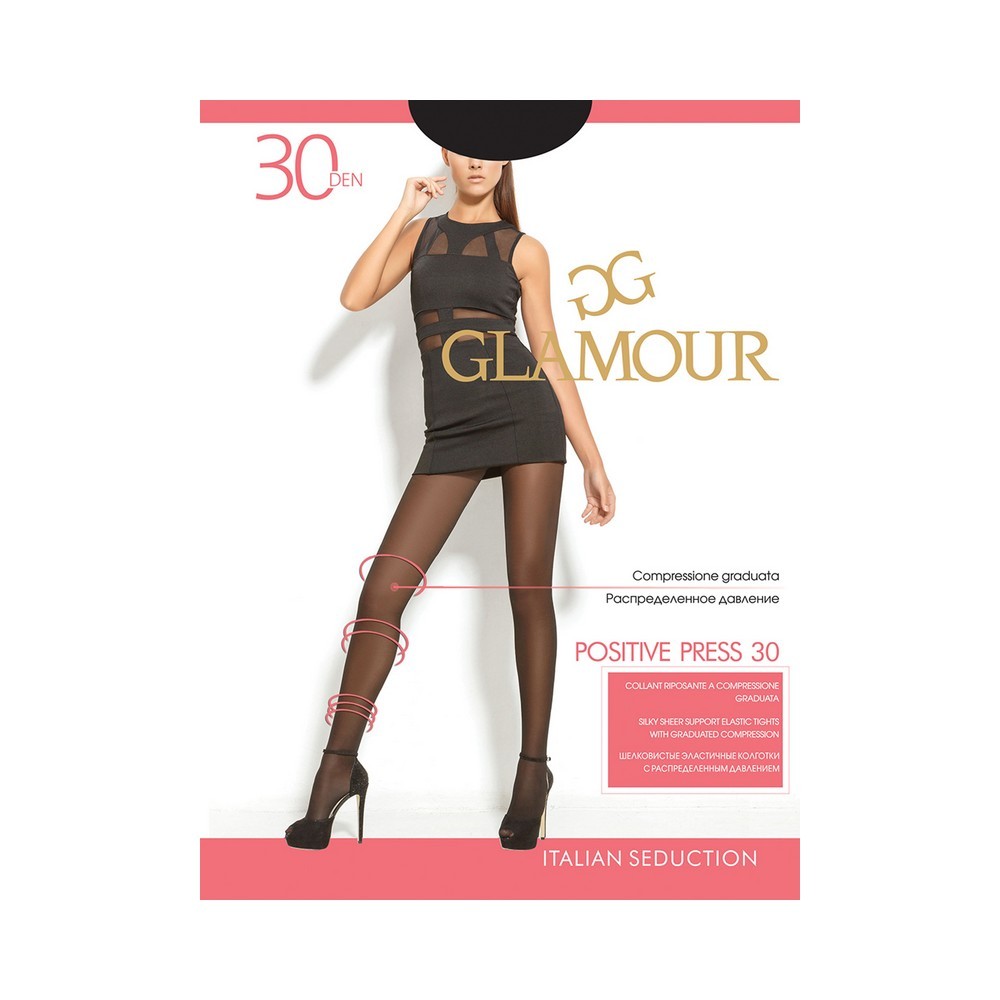 

Женские колготки Glamour Positive Press 30den Nero 2 размер