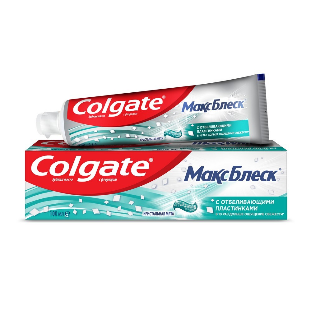 Зубная паста Colgate Макс Блеск с отбеливающими пластинками 