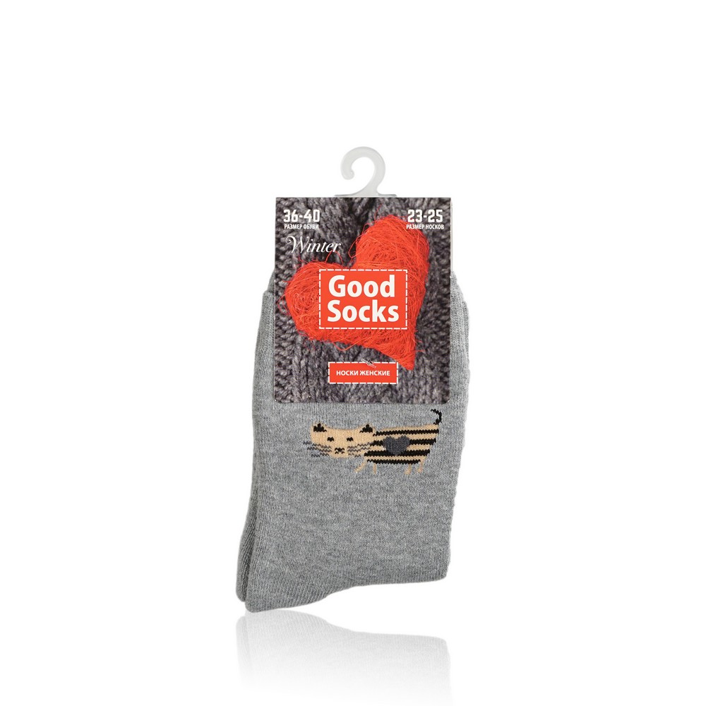 

Женские носки Good Socks AW 19/12 WAT81266-29 " Кот " махровые с рисунком