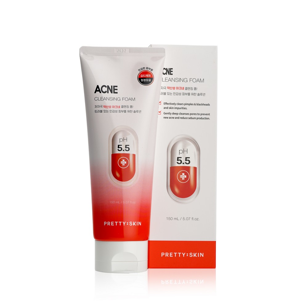 Мягкая пенка для глубокого очищения проблемной кожи Prettyskin Acne pH 55 150мл 666₽