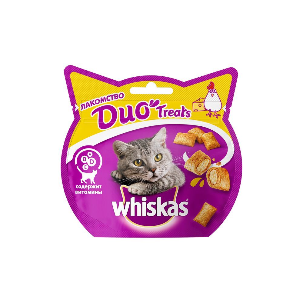 Лакомство для кошек Whiskas Duo с курицей и сыром 40г - купить в  интернет-магазине Улыбка радуги