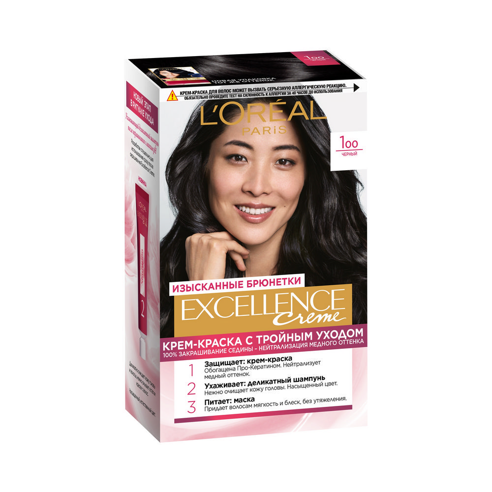 Крем - краска L'Oreal Paris EXCELLENCE Creme стойкая для волос 100 Черный