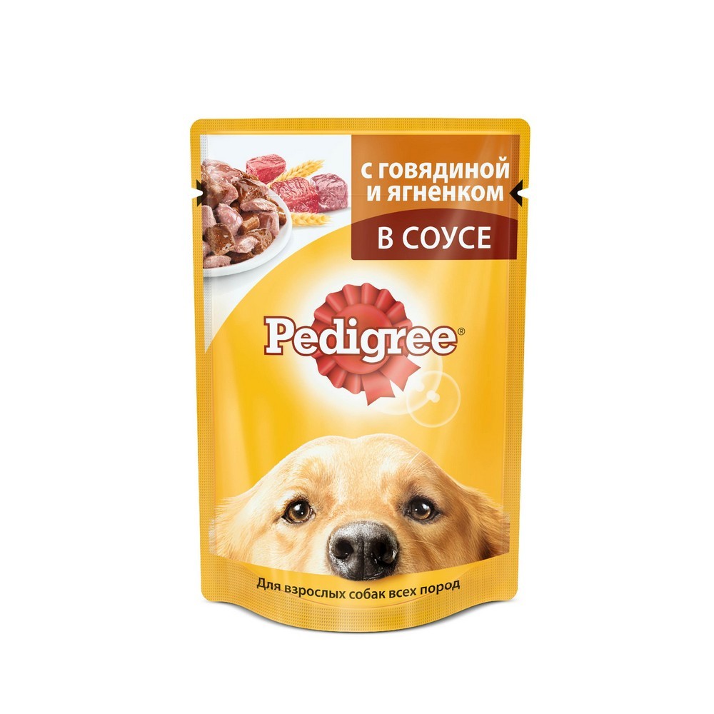 

Корм для взрослых собак Pedigree с говядиной и ягненком в соусе 100г