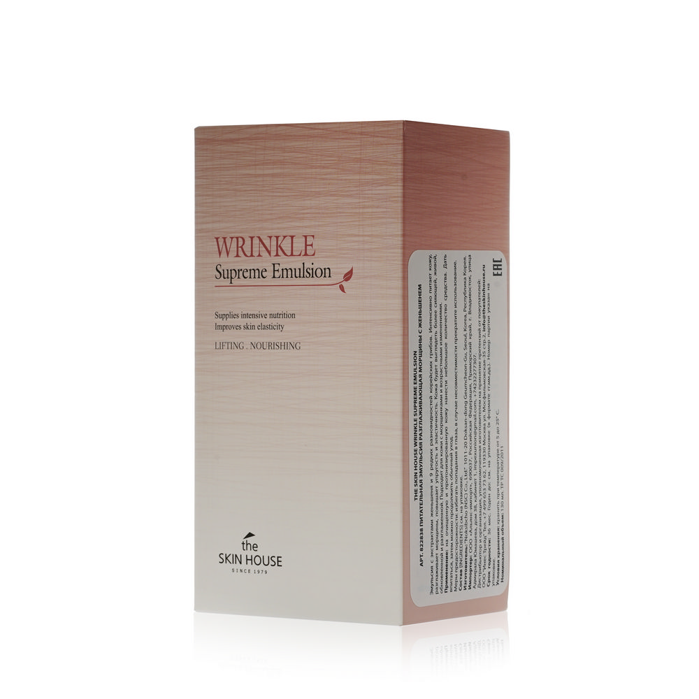 

Питательная эмульсия The Skin House Wrinkle Supreme для лица разглаживающая морщины , с женьшенем 130мл