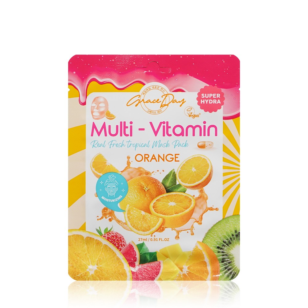 Выравнивающая маска для лица Grace Day Multi-Vitamin Orange с экстрактом апельсина 27мл